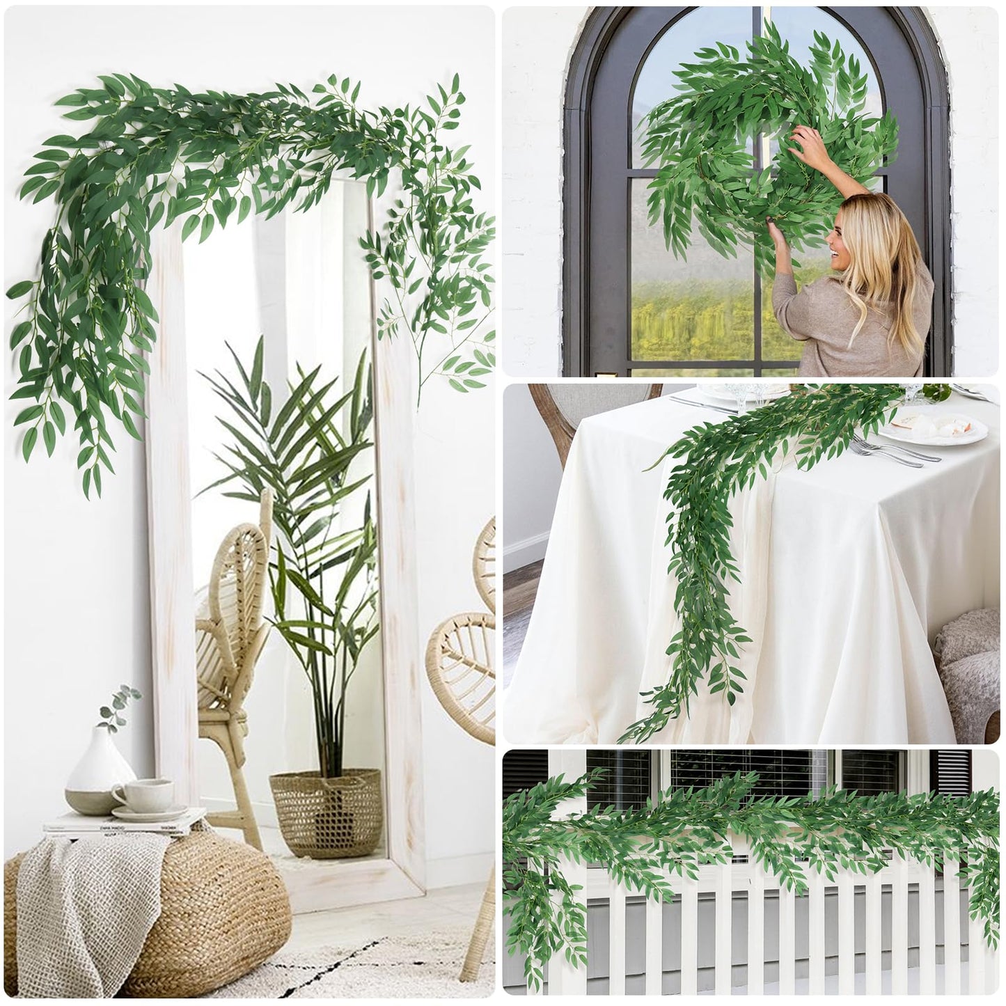 RECUTMS Artificial Willow Leaves Vines 6.5ft Silk Leaf Ivy Greenery Garland