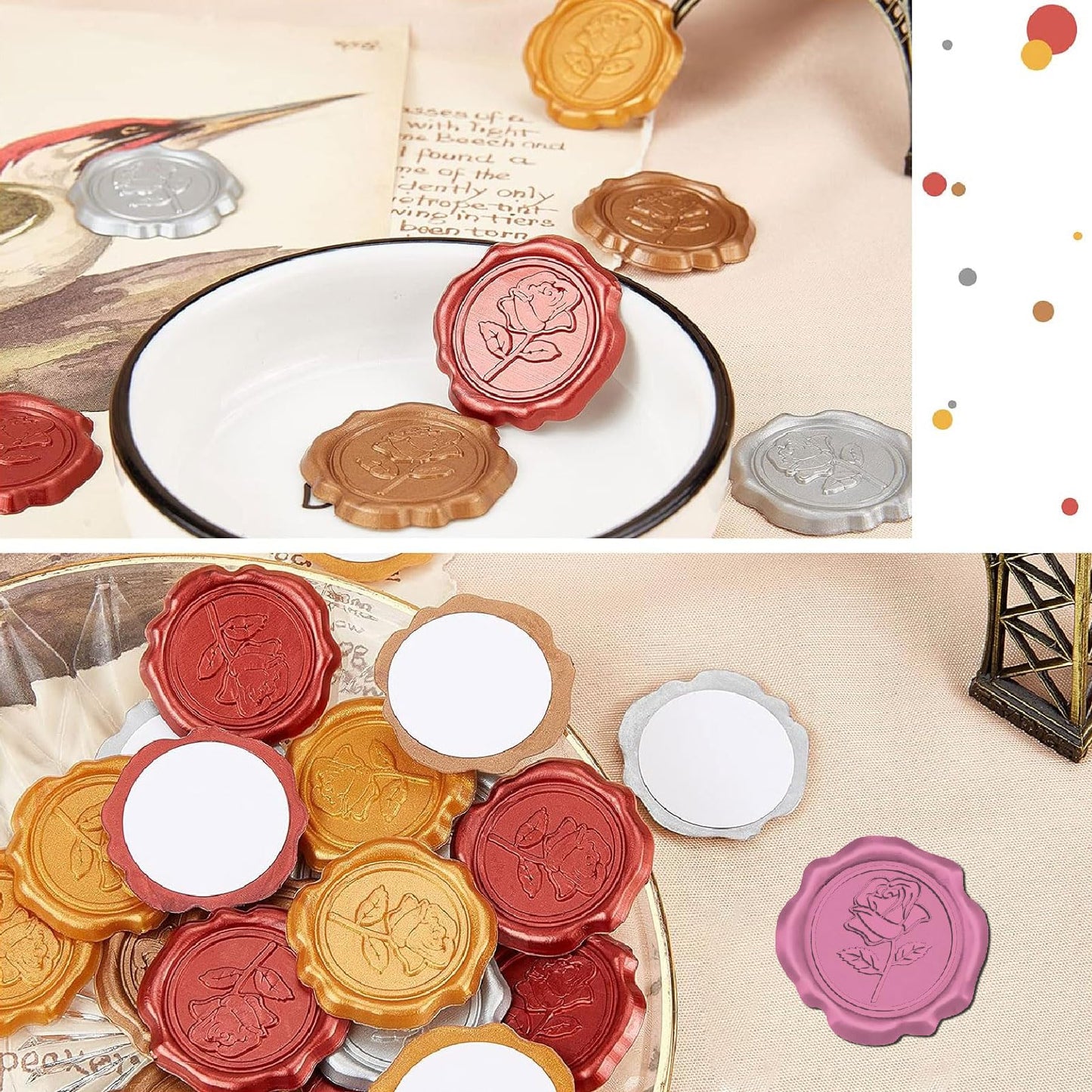 CRASPIRE 50Pcs Silver Letter E Wax Seal Stickers Self-Adhesive for Invitations, Envelopes, Cards & More