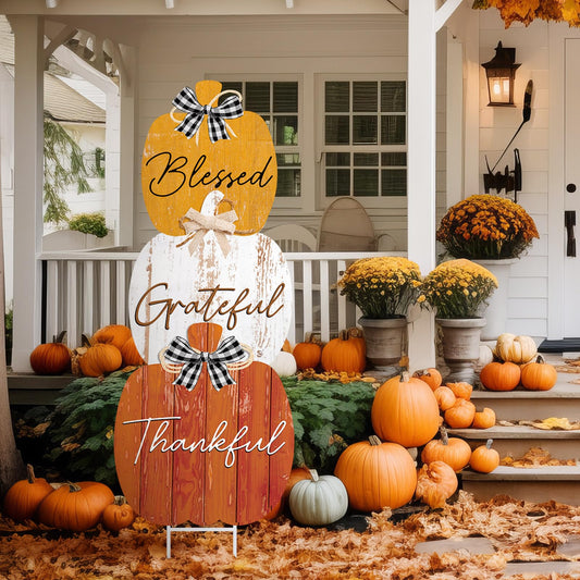 Weysat Fall Decorations Outdoor Metal Pumpkin Yard Sign Thanksgiving Porch Decorations for Home Lawn Pathway Front Door Fall Pumpkin Decor Outside Thanksgiving Party Garden Lawn Patio Walkway Decor