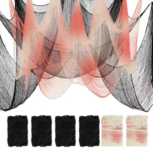 Yeomant 6Pcs Halloween Creepy Cloth 30×72inch, Scary Halloween Fabric Gauze, 2Pcs Blood 4Pcs Black Creepy Cloth for Yard, Doorway, Haunted House Party
