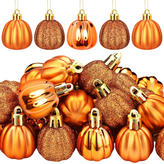 Colingmill 36 Pcs Fall Tree Ornaments Pumpkin Hanging Ornaments Thanksgiving Fall Decorations Mini Pumpkin Ball Decorations Farmhouse for Small Tree Autumn Home Halloween Party(Cute,Pink)