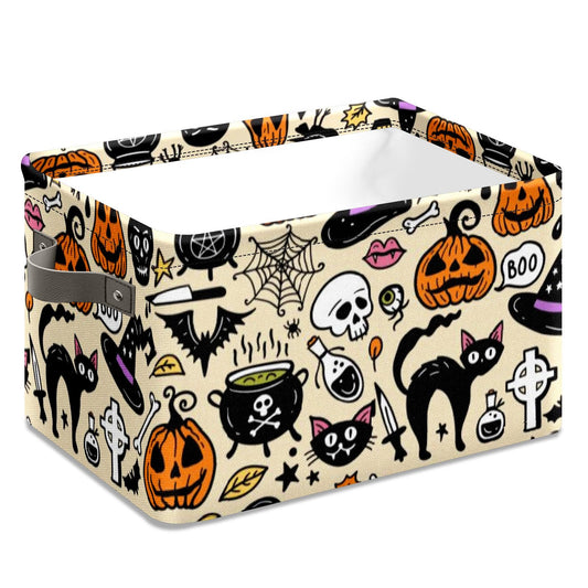 Andemie Halloween Basket with Handles Spooky Boo Basket Stuffers for Women Girls Boyfriend Mens Large Collapsible Storage Container for Shelves Home Office Toys