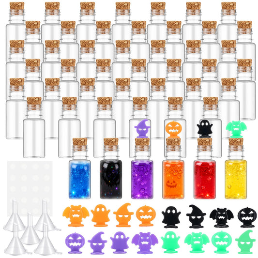 Bokon 36 Pack Mini Plastic Bottles with Corks Funnels Plastic Potion Bottles Tiny Clear Sand Art Jar Wishing Vial Witch Potion Jars for Decorations Birthday Party DIY Crafts Gift
