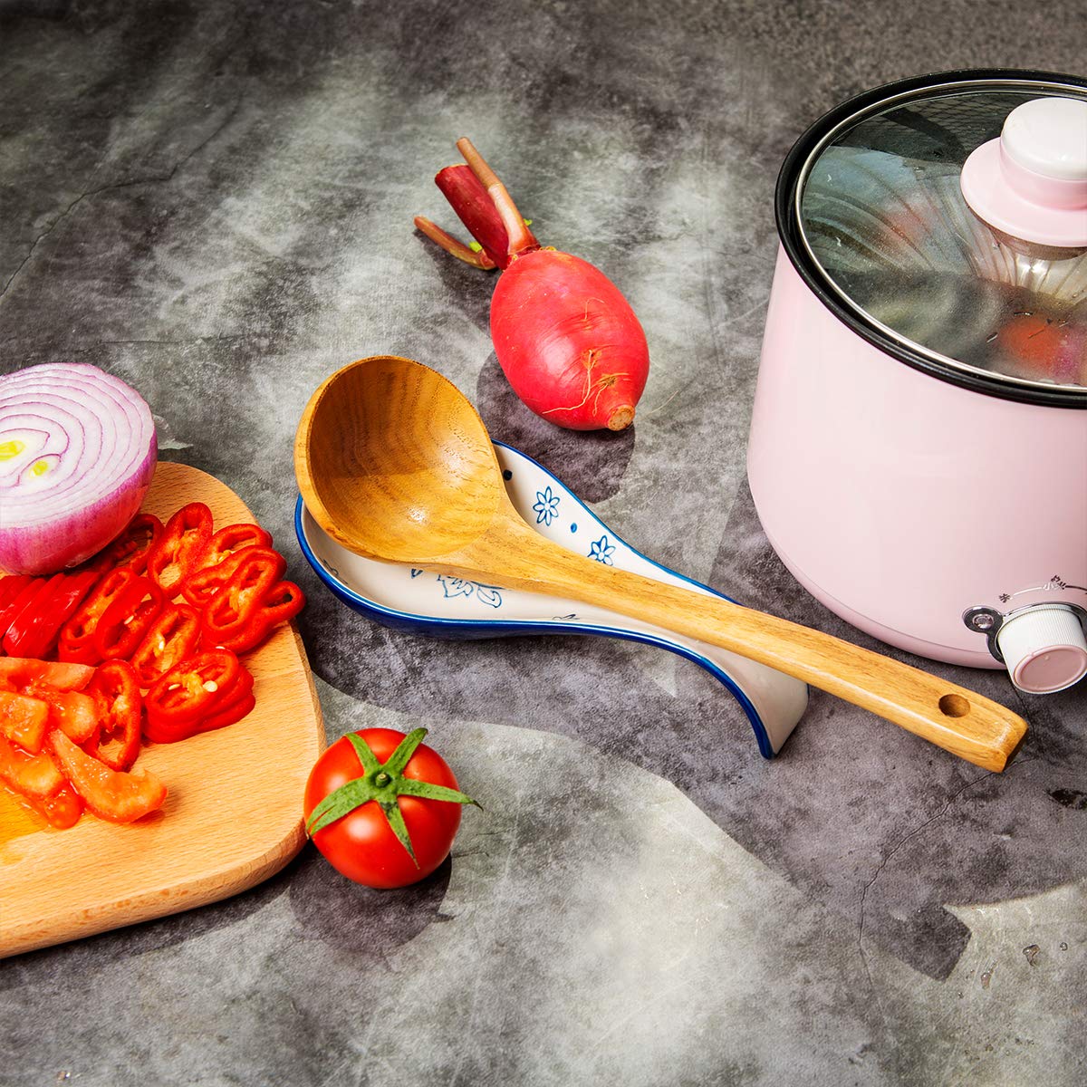 Wisenvoy Spoon Rest Spoon Holder for Stove Top Ceramic Spoon Holder Porcelain Spoon Rest for Kitchen Counter
