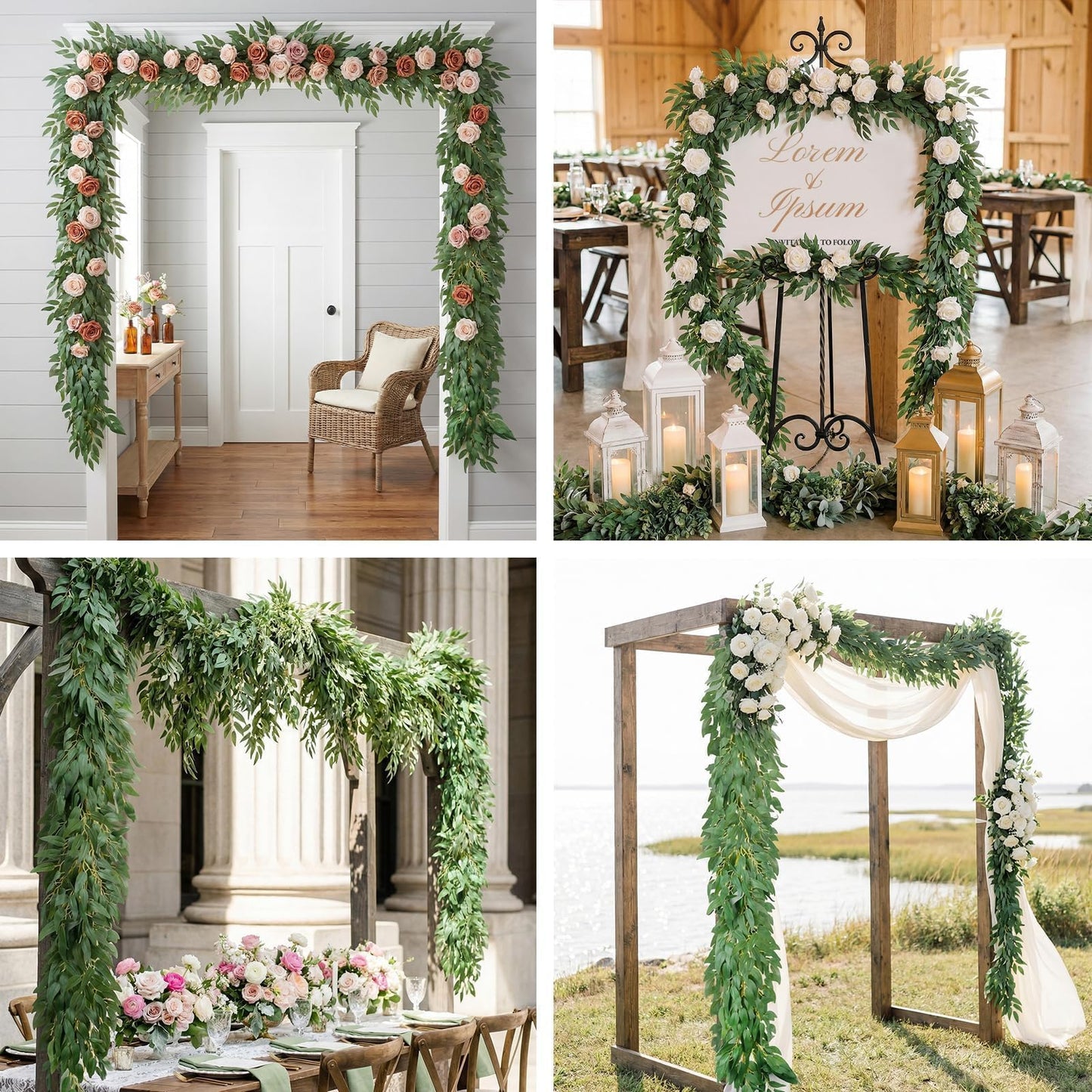 6.56Ft Artificial Vines Garland Silk Italian Ruscus Greenery for Table