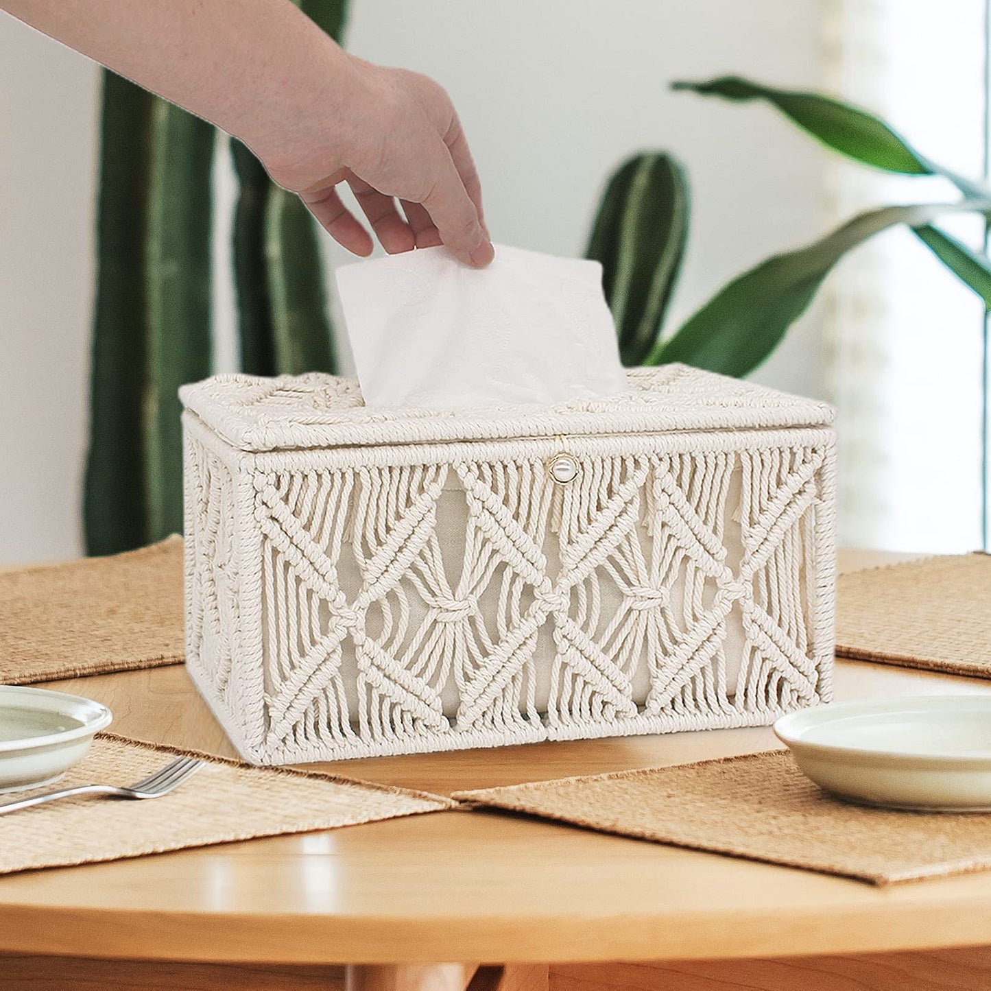 Tissue Box Cover Rectangle, Paper Tissue Holder Napkin Tissues Organizer, Home Decor for Bathroom Bedroom Dresser Living Room Office (Rectangle-1)