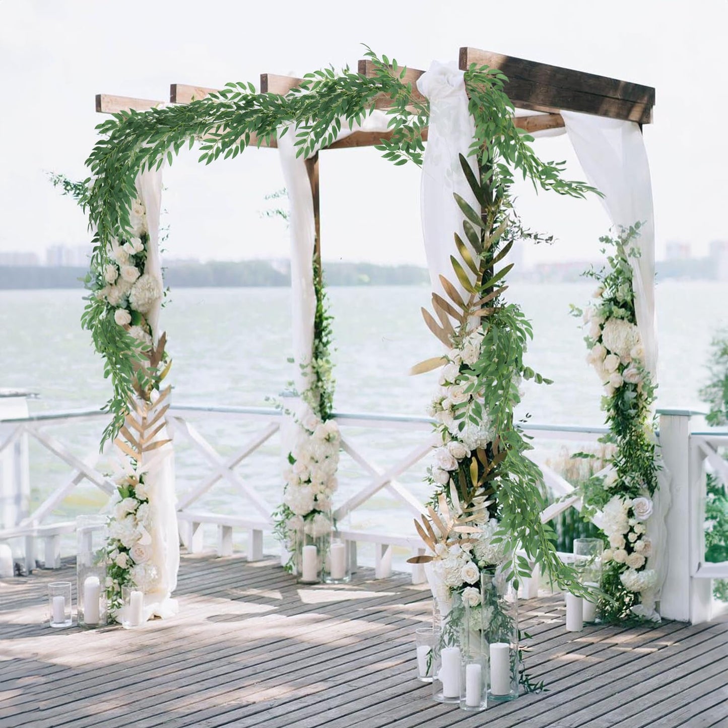RECUTMS Artificial Willow Leaves Vines 6.5ft Silk Leaf Ivy Greenery Garland