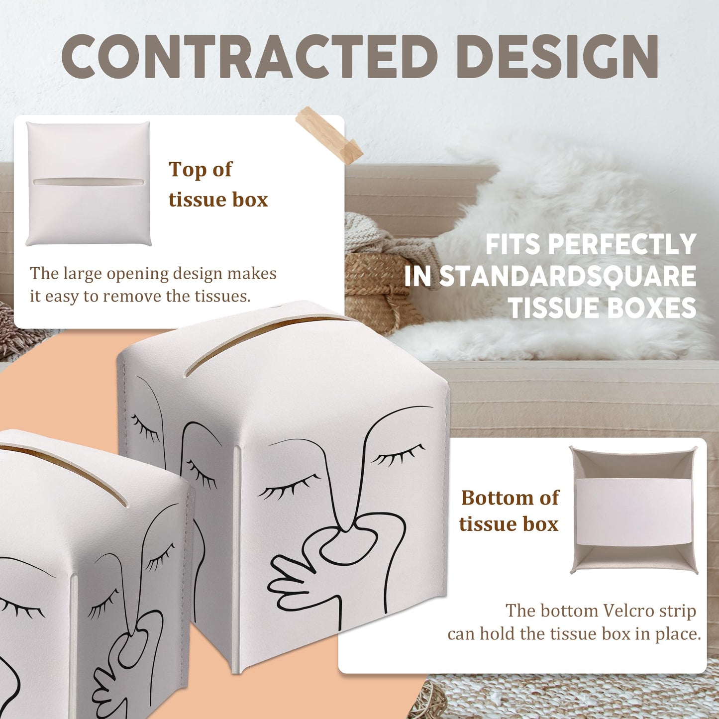 Leather Tissue Box Cover Holder Gifts, Humor Gift Ideas for Friends, Funny Guest Toilet Picture Print Decor for Bathroom Restroom, Housewarming New Home Favor-(5.2 Inches) A74