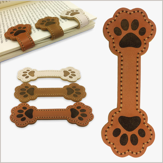 ALEACAR Magnetic Leather Bookmarks for Reading, Cute Dog Paw Shape Magnet Bookmark Clips for Women, Men, Kids, Magnetic Book Marks, Gifts for Book Lovers Teachers Students (1 Pack, Brown)