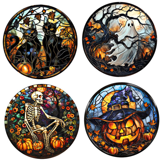 WBQMUNY 4 Styles Halloween Window Stickers,Black Cat Bat Pumpkin Witch Window Clings Decals for Halloween Party Decoration Glass Window Indoor and Outdoor Home Decor (SMJD058)