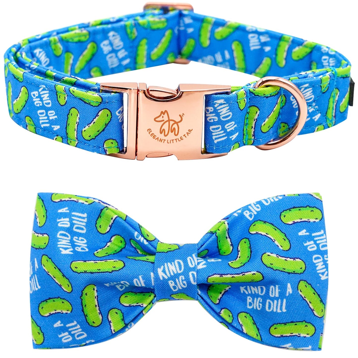 Elegant little tail Dog Collar, Dog Collar with Bow tie, Dill Pickles Print Pet Collars Pet Collar Boy Cute Bowtie Collar Dog for Medium Dogs