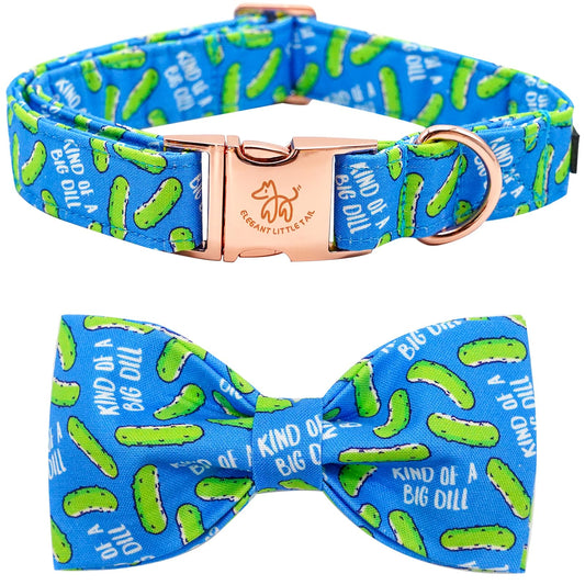 Elegant little tail Dog Collar, Dog Collar with Bow tie, Dill Pickles Print Pet Collars Pet Collar Boy Cute Bowtie Collar Dog for Medium Dogs
