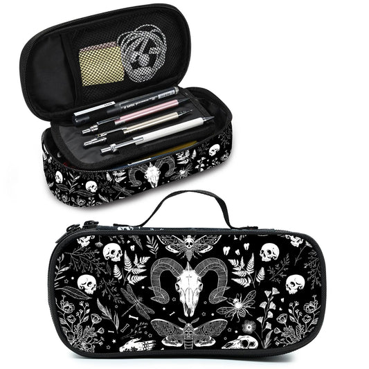 Droerfes Goth Magic Skull Pencil Case Pencil Pouch Large Capacity Pen Bag School Office Organizer Stationery Storage Box For Girls Boys Teen Kids