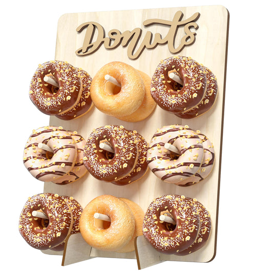 CORTNK Donut Wall Display Stand, Wooden Doughnut Holder Display 9 Donuts, Donut Holder Board for Donut Grow Up Party, Birthday, Wedding, Baby Shower, Donut Party Decorations (Natural)