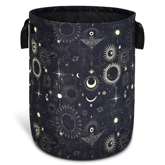 Gothic Sun Moon Stars Laundry Basket Foldable Oxford Cloth With Handle Portable Colorful Storage Basket Organizer Suitable For Laundry Room/Bedroom/Living Room/Children'S Room (18.9 X 16.5 Inch)