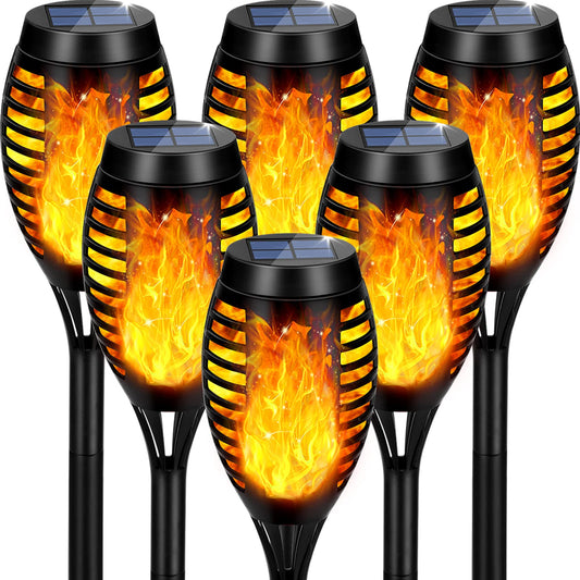 Tancuzo Solar Lights Outdoor, Upgraded 6 Pack Solar Torch Light with Flickering Flame Waterproof for Garden Decor, Flame Torches for Outside Landscape Porch Yard Pathway Decorations