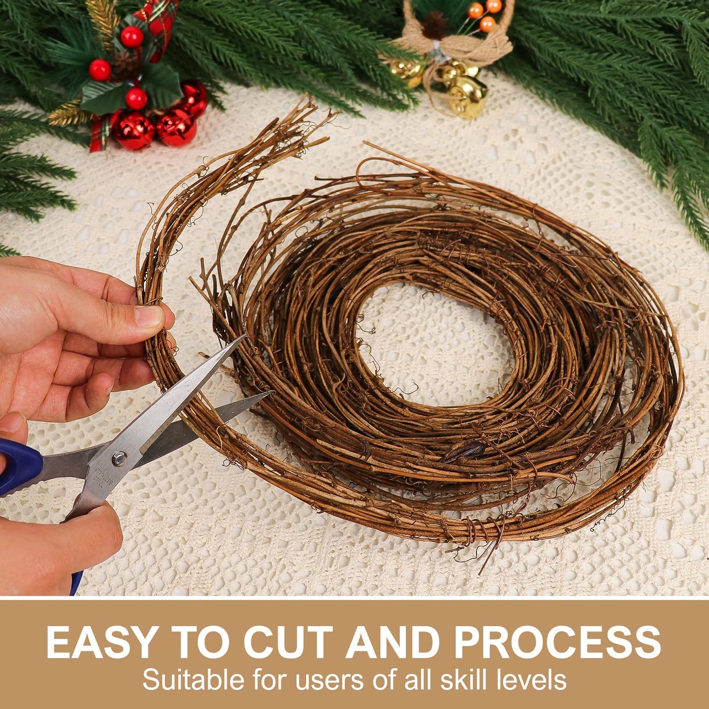 3 PCS Grapevine Garland DIY Crafts Natural Grapevine Twig Vines, 15 Feet Vines Garland Wreaths for Wedding Christmas House Holiday Door Vase Wall Decor