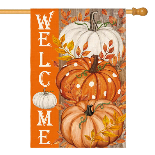 AVOIN colorlife Pumpkin Fall House Flag 28x40 Inch Double Sided Outside