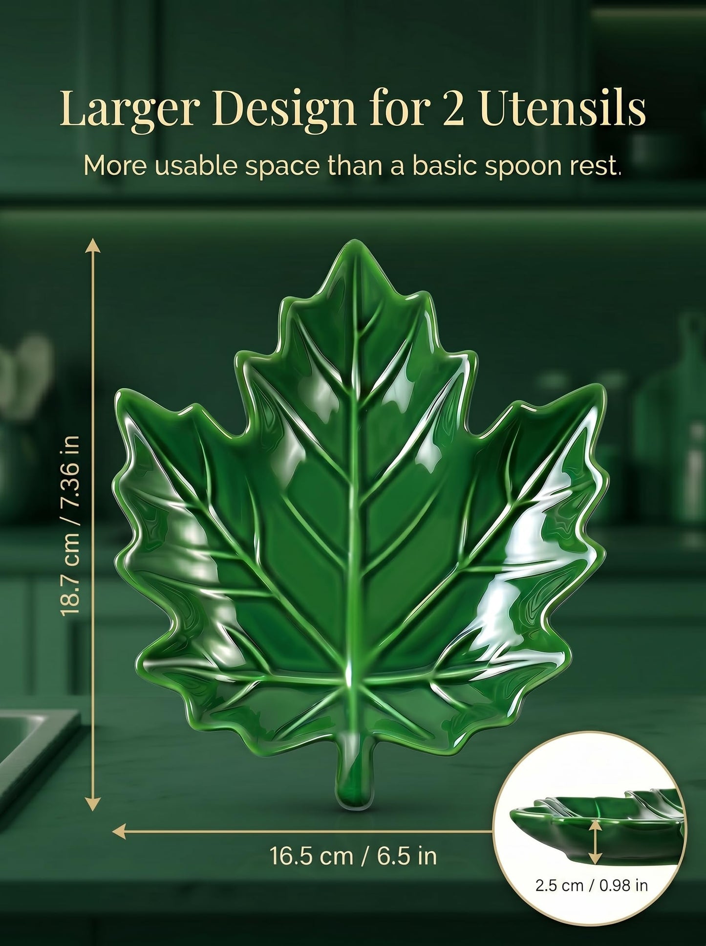 Large Maple Leaf Ceramic Spoon Rest for Stove Top and Kitchen Counter