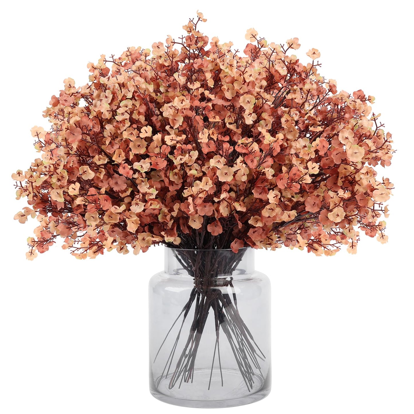 MACTING 24 PCS Babys Breath Artificial Flowers Bulk, UV Resistant Real Touch Gypsophila Faux Silk Flowers for Vase Wedding DIY Home Table Centerpiece Indoor Outdoor Fall Decorations,Light Brown