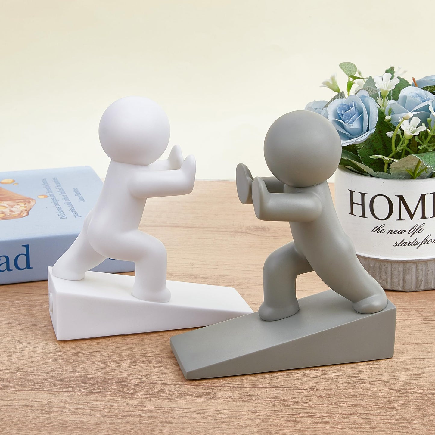 Cute Door Stopper, 2 Pack Door Stop, Flexible and Effective to Keep Your Door Open, White+Gray (Patented)