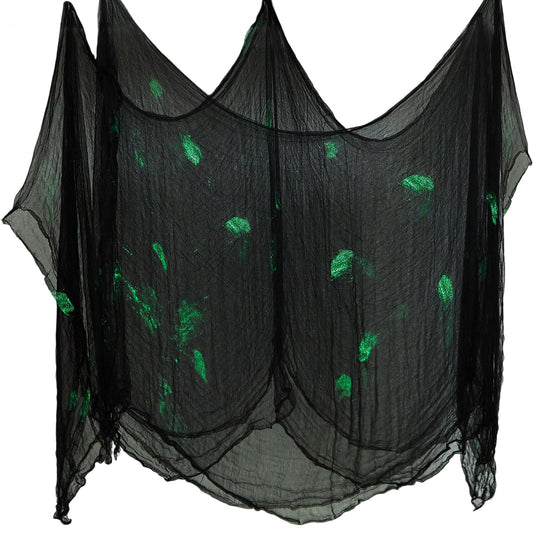 Boao 85" X 197" Halloween Cheesecloth Luminous Large Creepy Cloth for Crafts Halloween Gauze Fabric Decorations Haunted Cheesecloth for Stairway, Wall, Window, Outdoors Doorways Decor(Black-glow)