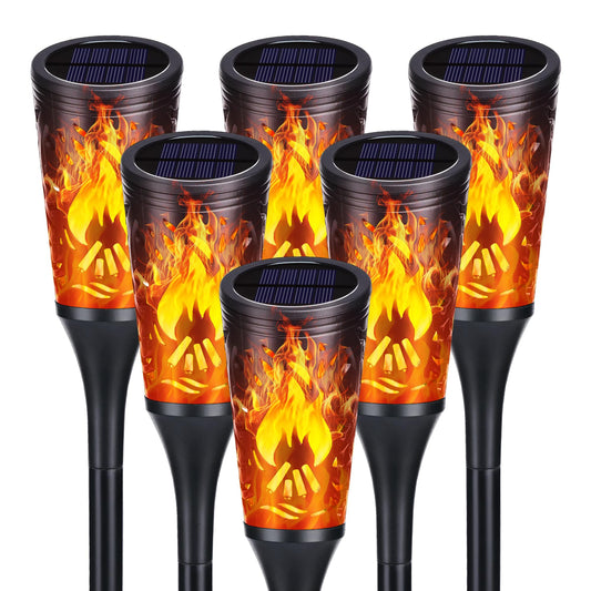 Toodour Solar Lights Outdoor, 6 Pack Solar Torch Lights with Flickering Flame, IP65 Waterproof Yard Lights Landscape Decoration Lighting for Outside Garden Lawn Pathway Patio Decorations