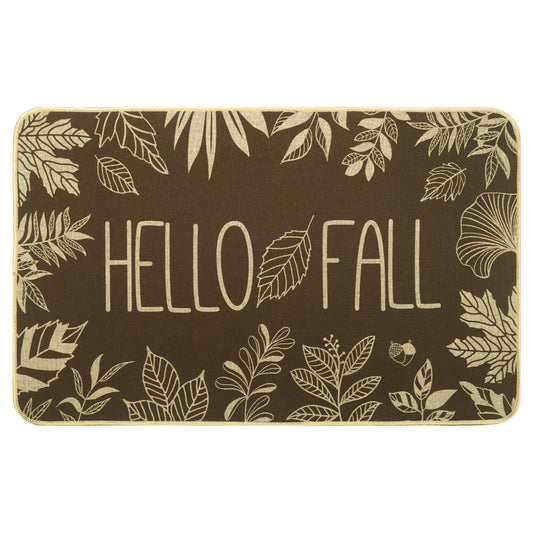 Heirloom Haven Hello Fall Door Welcome Mat,Autumn Thanksgiving Orange Outdoor Rug Leaves Decor Floor Non-Slip Entrance Mat for Home Kitchen Bathroom 17x29 Inch(Orange1)
