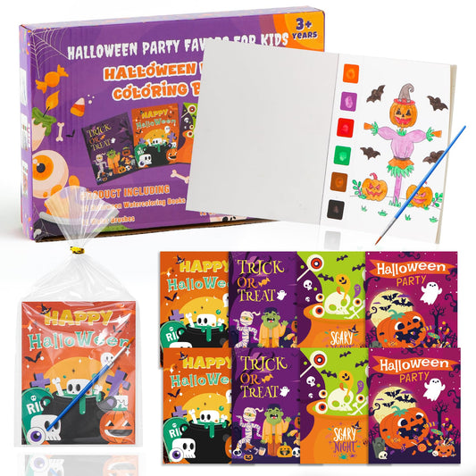 Cracoring Halloween Party Favors for Kids, 12 Pack Water Coloring Books Bulk for Goodie Bag Stuffers Halloween Trick or Treat Crafts Toys for Boys Girls Gifts Classroom Prizes Paint Party Supplies