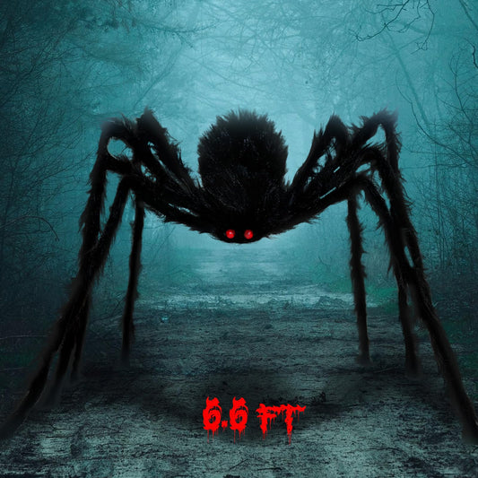 6.6FT Halloween Giant Spider Decorations, Scary Large Spiders Outside Realistic Fake Hairy Spider Props for Halloween Decorations Indoor and Outdoor Yard Party Garden Lawn Creepy Decor (1 Pack)