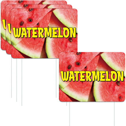 Novabright 3 Pack Watermelon Yard Signs 15.7" x 11.8" Double-sided Watermelon Yard Signs with Stakes Weatherproof Stand Sign for Lawn Outdoor Fruit Party Decorations Stand Supplies Business