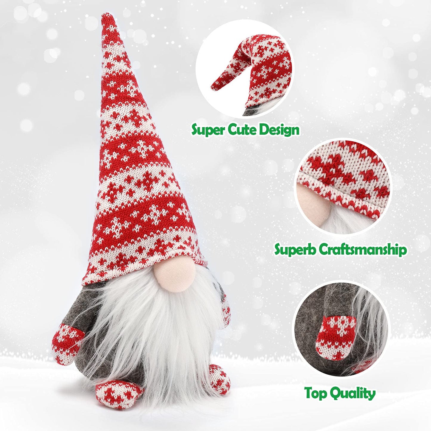 BOPIPA Gnome Christmas Decorations Swedish Tomte Stuffed Gnomes Plush Ornaments Holiday Elf Dwarf Thanksgiving Halloween Valentines Nordic Santa Gifts Home Tiered Tray Tabletop Décor