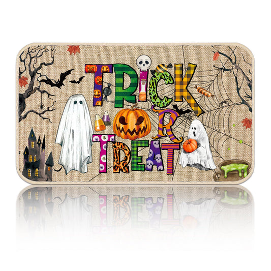 Ceenna Halloween Door Mat 27.6 x 15.7 Inch Halloween Welcome Mat for Front Door Boo Pumpkin Trick or Treat Doormat Spooky Ghost Decorative Doormat for Kitchen Bath Home Decor(Novelty)