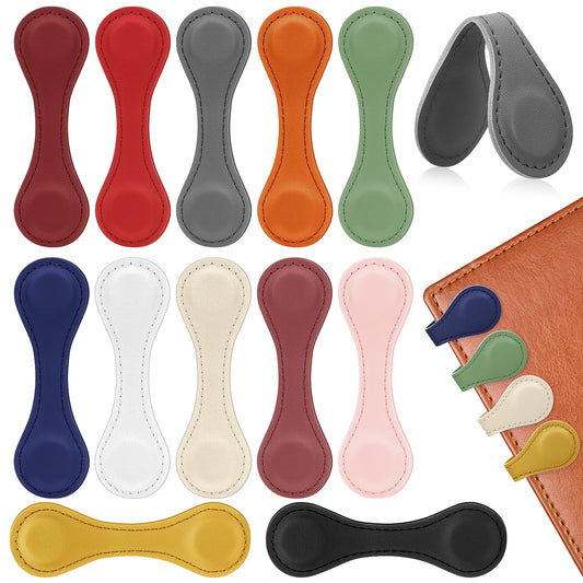 Magnetic Leather Bookmark, 12 Pcs Colorful Leather Magnet Book Marks Page Markers Retro Magnet Bookmark Clips Reading Supplies Gift for Reading Men Women Book Lovers (Vintage)