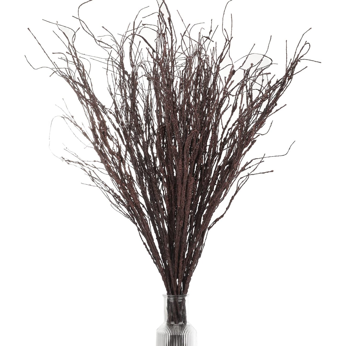 Yunsailing 20 Pcs 35.4'' Tree Branches for Summer Decoration Curly Willow Branches Twigs for Vases Tree Gifts Floral Dried Bendable Artificial Twigs for Decorative Sticks(Dark Brown)