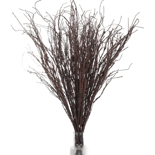 Yunsailing 20 Pcs 35.4'' Tree Branches for Summer Decoration Curly Willow Branches Twigs for Vases Tree Gifts Floral Dried Bendable Artificial Twigs for Decorative Sticks(Dark Brown)