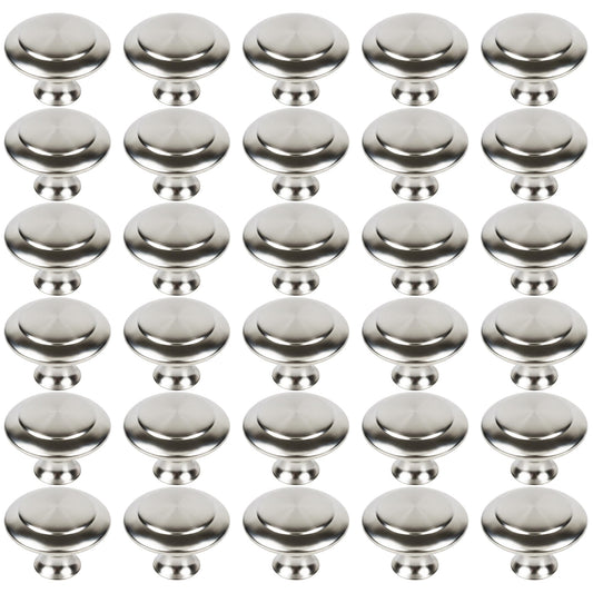 CHEF TIME 30 Packs Kitchen Cabinet Knobs Brushed Silver-Pull Hardware Handle,Drawer Knobs for Cupboard Door Drawer with Long Short Screws