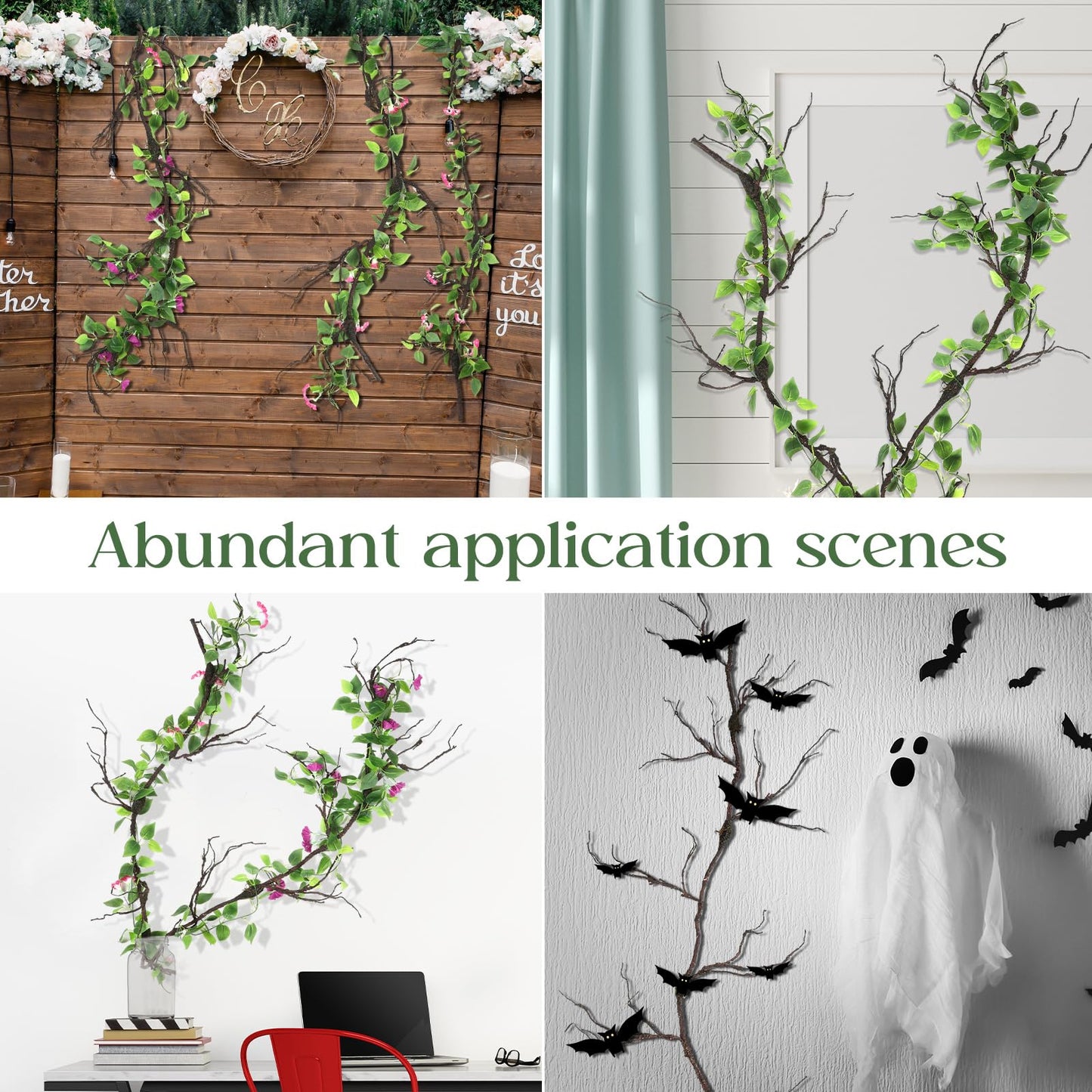 Giegxin 1 Pcs 98in Bendable Artificial Tree Branches for Decoration Fake Tree Twigs Fake Vine Branches Artificial Plants Trunk Greenery Garland for Garden Forest Wedding Home Wall Outdoor Spring