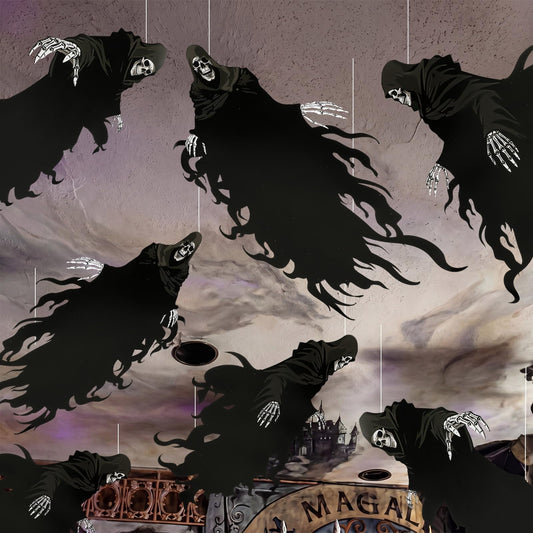 Preboun 20 Pcs Grim Reaper Hanging Decorations Magical Wizard Party Decorations Wizard Theme Birthday Paper Ceiling Streamers Spooky Ornaments for Kids School Classroom Birthday Halloween