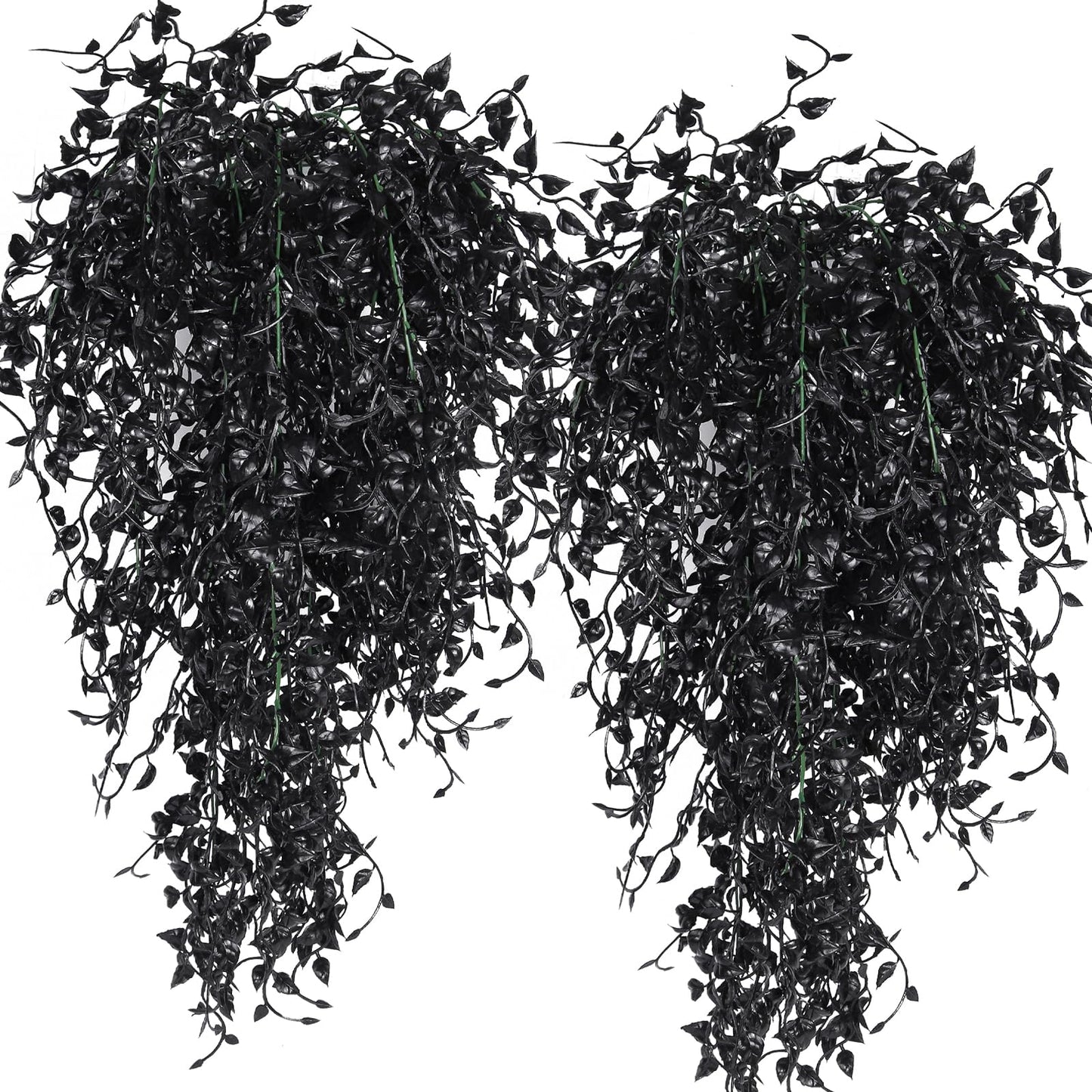 RECUTMS Black Artificial Hanging Plants 4PCS 33in Fake Wall Plant Faux Eucalyptus Leaves Ivy Swag UV Resistant Hang Plastic Greenery Indoor Outdoor Wedding Halloween Porch Garden Home Patio Decor