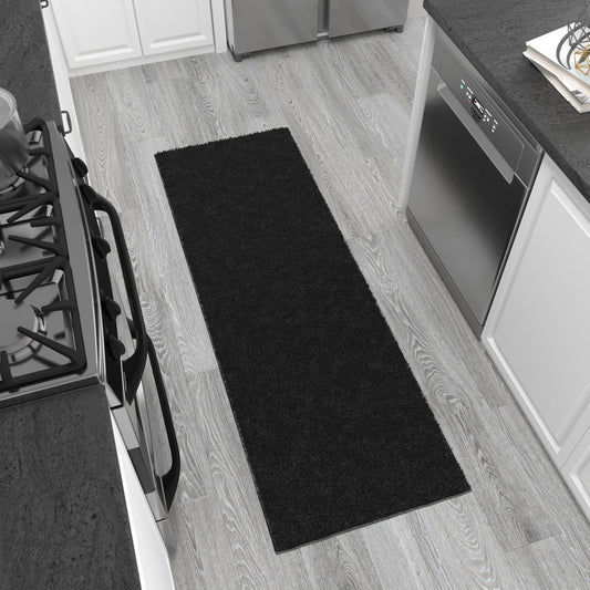 Ottomanson Shag Area Rug 3' x 5', Fluffy Bedroom Rug with Non-Slip Rubber Backing, Soft Non-Shedding Accent Rug for Living Room, Nursery, Entryway, Dorm, Black