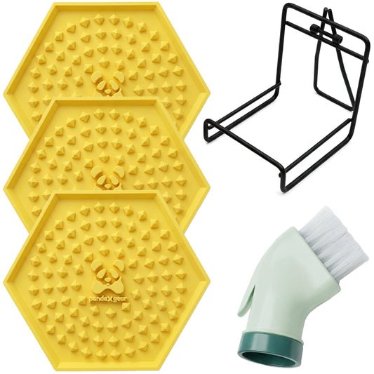 Silicone Coasters for Drinks – 3 Pack Large Yellow Coaster Set with Holder & Cleaning Brush, Heat Resistant Trivet Coasters, Non-Slip, Jar Opener, Hot Pad – PandaXGear (3 Pack - Yellow)