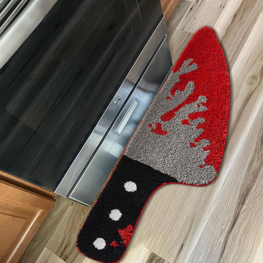 Scream Knife Rug 18’’W x 45’’L Horror Movie Gothic Area Rubber Rugs Non Slip Machine Washable, Cute Vintage Spooky Skull Halloween Accent Throw Rugs for Kitchen Bathroom Bedroom Indoor Doormat Soft