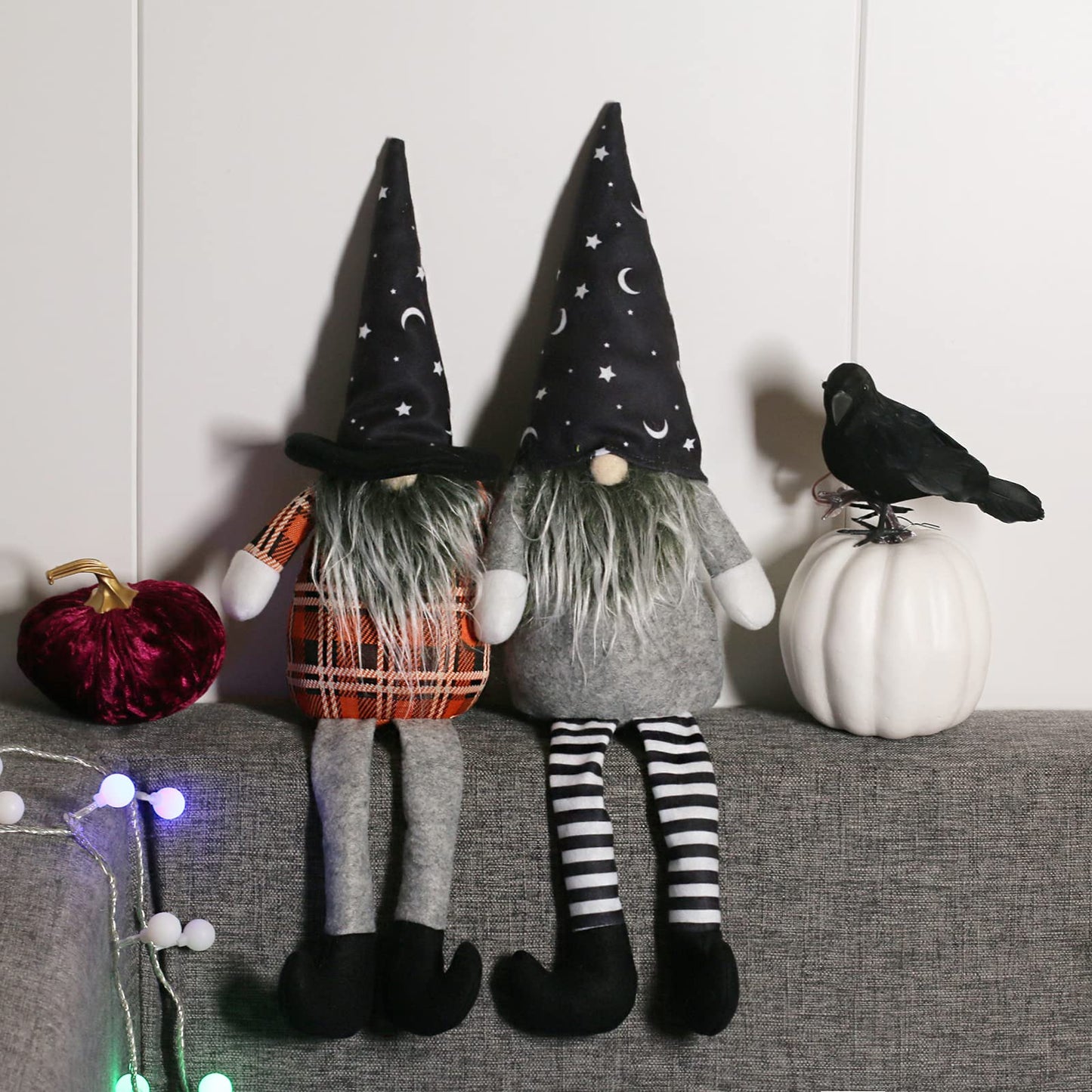 Ogrmar 2 Pack 22.4 Inch Halloween Gnomes Plush Mr and Mrs Scandinavian Swedish Tomte Doll Handmade Elf Gnome Faceless Doll for Halloween Indoor Home Kitchen Table Ornaments