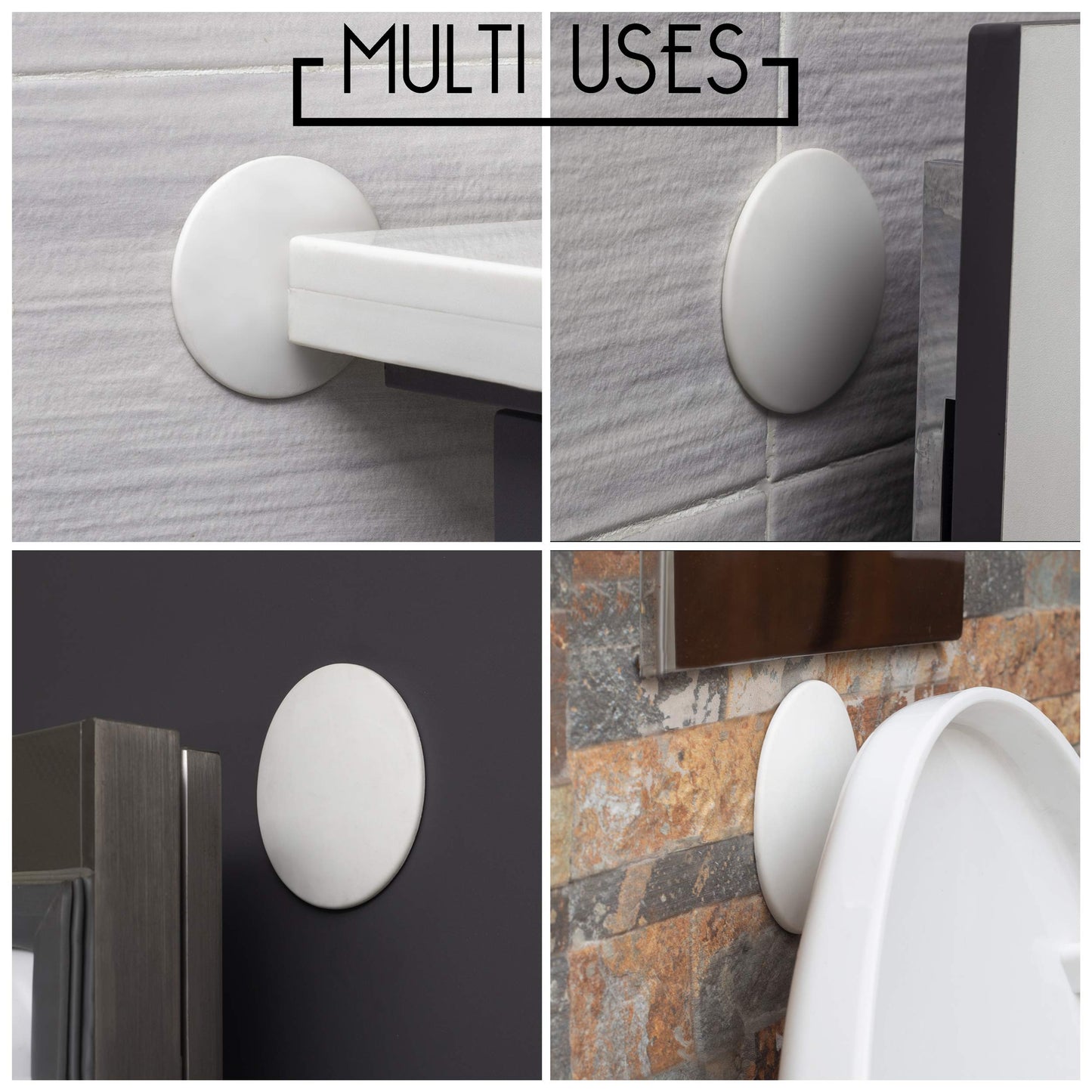 ProStoppr® Door Stoppers - Large 3.15" (8 Pack) - Door Stoppers for Wall with Strong Back Adhesive - Quiet and Shock Absorbent Silicone Wall Protectors from Door Knobs - Protects Every Surface - White
