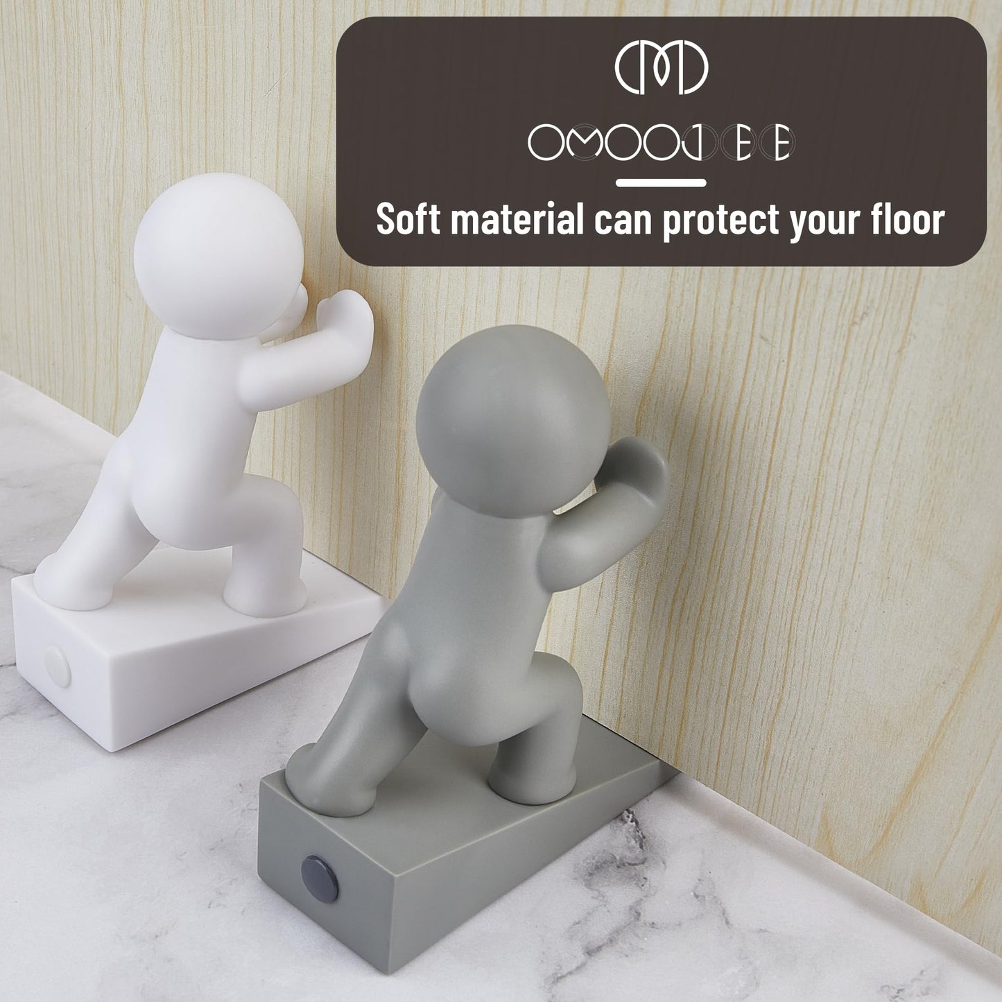 Cute Door Stopper, 2 Pack Door Stop, Flexible and Effective to Keep Your Door Open, White+Gray (Patented)