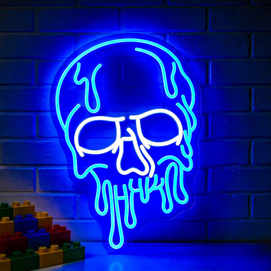 Ebdobgbs Skull Neon Sign for Wall Decor Skeleton Dimmable Led Neon Lights Halloween Light Up Signs for Game Room Gift Decoration USB Powered