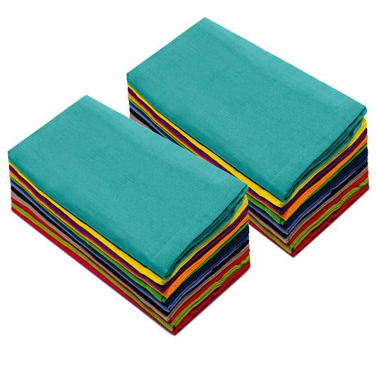 COTTON CRAFT Multicolor Cloth Napkins - Set of 24 Pure Cotton Everyday Lunch Dinner Napkin - Spring Summer Fall Holiday Birthday Party Gift - Soft Washable Absorbent Reusable Napkin - 17 x17