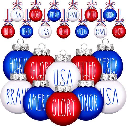 Vinsot 12 Pcs 4th of July Ball Ornaments for Tree 2.4 Inch Patriotic Tree Decorations America USA Red White and Blue Bulb Ornament 250th Anniversary Decoration for Home Independence Day Holiday Decor