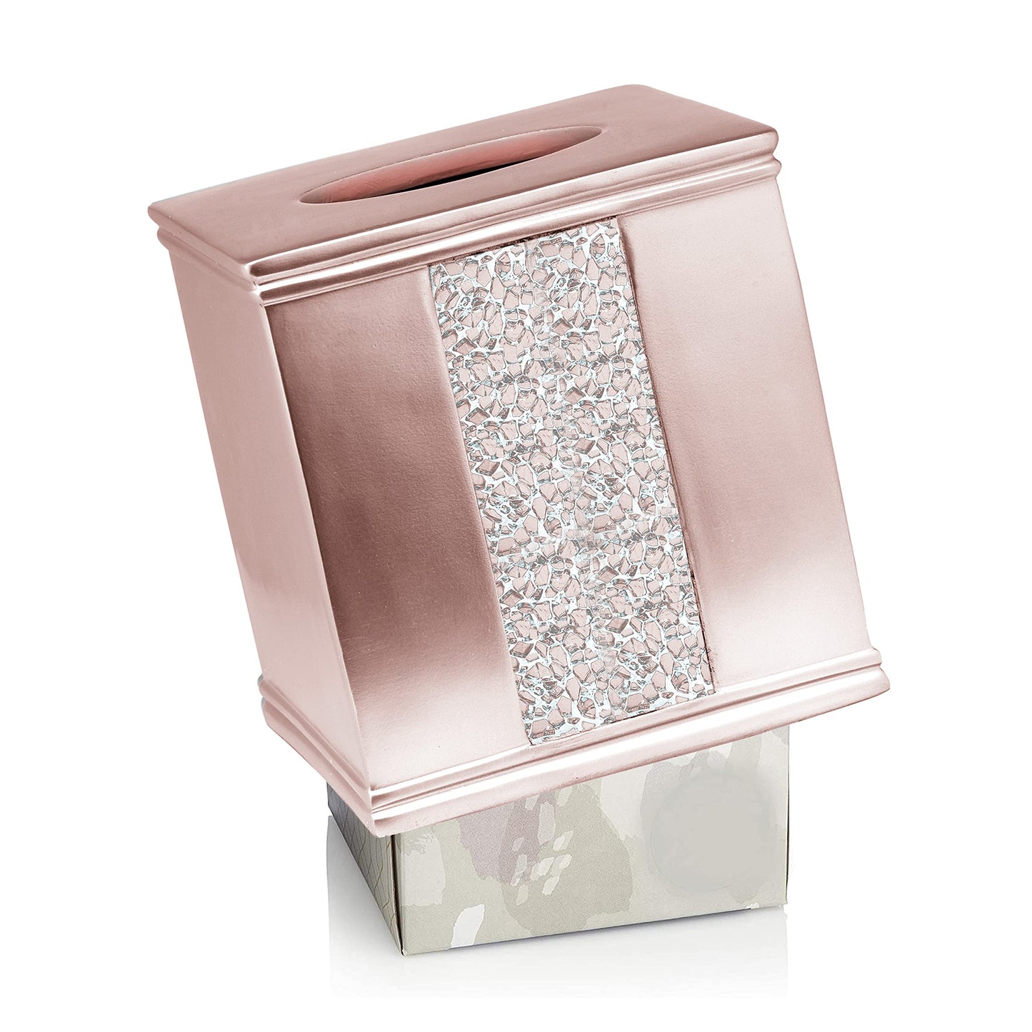 Zahari Home Sinatra Tissue Box Cover Square Tissue Holder for Bathroom Bedroom Living Room, Blush